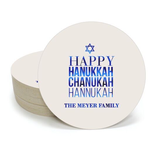 Hanukkah Chanukah Round Coasters